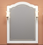 Зеркало  Лоренцо 80, цвет белый с бежевой патиной  со светильниками Рустика бронза или Изабель