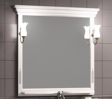 Зеркало Риспекто 95, цвет белый со светильниками  Рустика бронза или Изабель Z0000004917