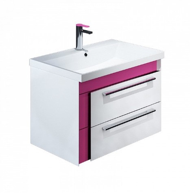 Тумба с умывальником для ванной комнаты, подвесная, белая/розовая, 70 см, Color Plus, IDDIS, COL70P0i95K COL70P0i95K