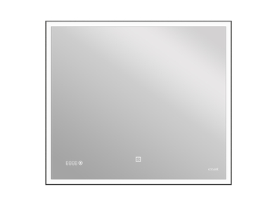 Зеркало LED 011 design 80x70 с подсветкой часы металл. рамка прямоугольное KN-LU-LED011*80-d-Os