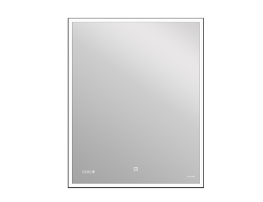 Зеркало LED 011 design 100x80 с подсветкой часы металл. рамка прямоугольное KN-LU-LED011*100-d-Os