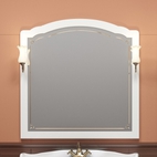 Зеркало  Лоренцо 100, цвет белый с бежевой патиной  со светильниками Рустика бронза или Изабель