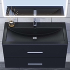 Раковина для ванной кварцевая Uperwood Foster Quartz 90х45,5х17,5 см, черная матовая, космос