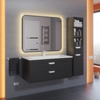 Зеркало для ванной с теплой подсветкой Uperwood Modul 100х80 см, прямоугольное, черное, сенсор/антизапотевание