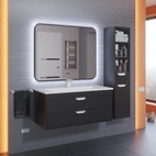 Зеркало для ванной с холодной подсветкой Uperwood Modul 60х80 см, прямоугольное, черное, сенсор/антизапотевание