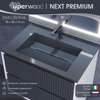 Раковина для ванной 70 см, Uperwood Next Premium, серая глянцевая