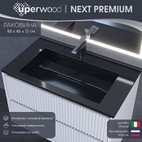 Раковина для ванной 80 см, Uperwood Next Premium, черная глянцевая