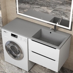 Раковина над стиральной машиной Uperwood Cosmos Quartz 120 см, правая, крыло слева, серый шелк