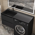 Раковина над стиральной машиной Uperwood Cosmos Quartz 120 см, левая, крыло справа, уголь
