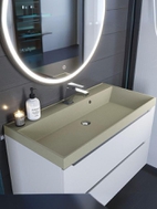 Раковина для ванной 100 см, Uperwood Classic Quartz, кварцевая, бежевая матовая, десерт