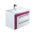 Тумба с умывальником для ванной комнаты, подвесная, белая/розовая, 70 см, Color Plus, IDDIS, COL70P0i95K
