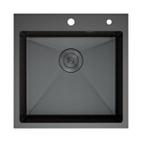 Кухонная мойка нерж.сталь графит D&K DKS505006, в комплекте с сифоном, корзиной, дозатором