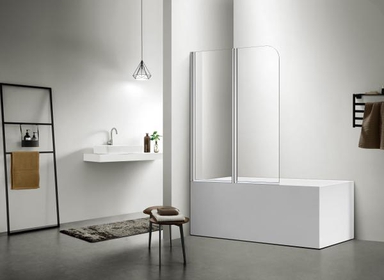 Шторка для ванны SANTREK AQUA Slim DFS2-1000-C-Chrome (маятниковая, р-р:1000*1400 стекло Прозр 5 мм, профиль  Хром) 322105