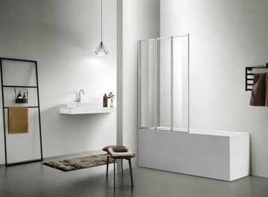 Шторка для ванны SANTREK AQUA Slim SD3-1000-С- White (складная, три секции, р-р:1000*1400 стекло Прозр. 4 мм, профиль  Белый)  323292