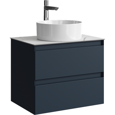 Подвесная тумба с двумя ящиками 65 см, цвет серый со столешницей мрамор белый и наставным умывальником  GE01652GRM+STG662X476MW