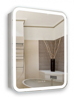 Зеркало-шкаф AZARIO Фиджи 50 508х756х140 c подсветкой и диммером + часы (LED-00002361) LED-00002361