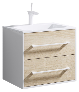 Подвесная тумба с двумя ящиками с умывальником из литьевого мрамора. Mai.01.06