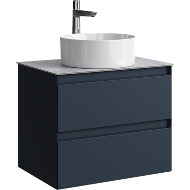 Подвесная тумба с двумя ящиками 65 см, цвет серый со столешницей серый камень и наставным умывальником  GE01652GRM+STG662X476GS