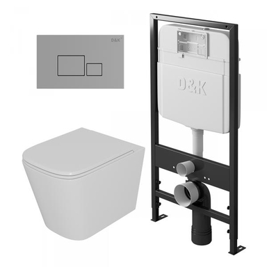 Комплект Унитаз подвесной безободковый DK Quadro DT1516016 + кл. DB1519001, хром DS1511606