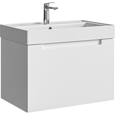 Подвесная тумба с одним ящиком 70 см, цвет белый с умывальником VAN01071