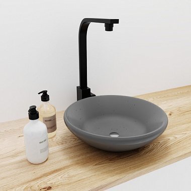 Раковина накладная бетонная Uperwood Sfera 40х40х12 см, круглая, графит 291020213