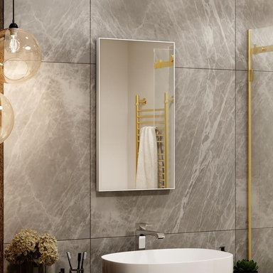 Зеркало настенное для ванной в белом алюминиевом профиле Uperwood Vizo 40*70 см, прямоугольное / Зеркало интерьерное, для прихожей 291020235