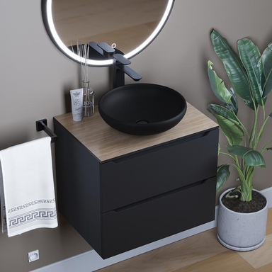 Раковина накладная бетонная Uperwood Sfera 40х40х12 см, круглая, черная 291020318