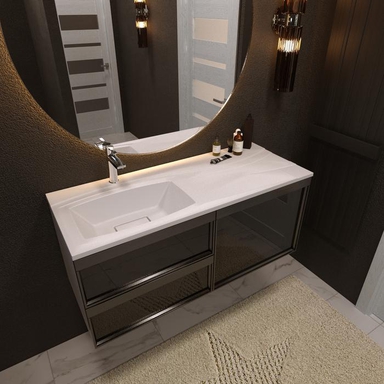 Раковина над стиральной машиной Uperwood Bon 120х48х17 см, левая, с крылом справа, с кронштейнами 291021036