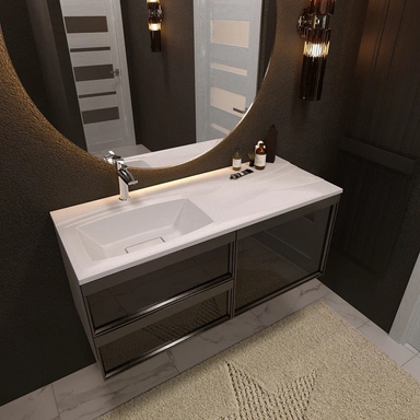 Раковина над стиральной машиной Uperwood Bon 120х48х17 см, правая, с крылом слева, с кронштейнами 291021037