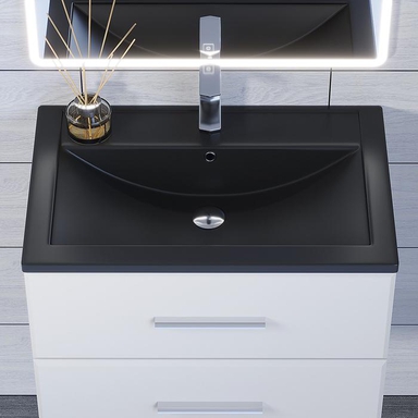 Раковина для ванной кварцевая Uperwood Foster Quartz 70х45,5х17,5 см, черная матовая, уголь 291030034