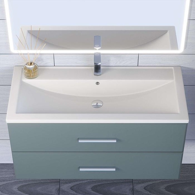 Раковина для ванной кварцевая Uperwood Foster Quartz 100х45,5х17,5 см, белая матовая, жасмин 291030044