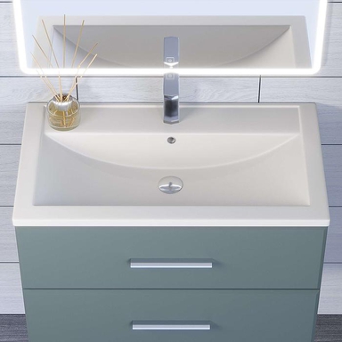 Раковина для ванной кварцевая Uperwood Foster Quartz 80х45,5х17,5 см, белая матовая, жасмин 291030036