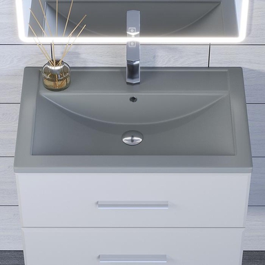 Раковина для ванной кварцевая Uperwood Foster Quartz 70х45,5х17,5 см, серая матовая, бетон 291030033