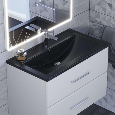 Раковина для ванной 80 см, Uperwood Foster Quartz, черная матовая, уголь 291030038