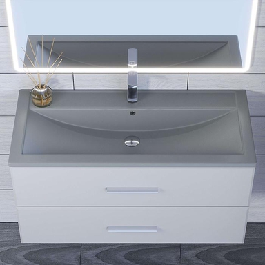 Раковина для ванной кварцевая Uperwood Foster Quartz 100х45,5х17,5 см, серая матовая, бетон 291030045