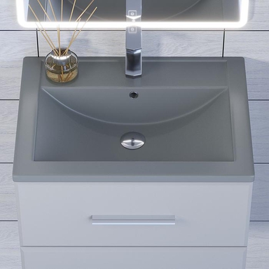 Раковина для ванной кварцевая Uperwood Foster Quartz 60х40,5х16,5 см, серая матовая, бетон 291030052