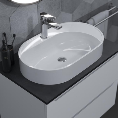 Раковина накладная для ванной Uperwood Luna 60х36х11,5 см, овальная, белая глянцевая 2911020344