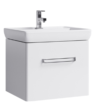Подвесная тумба в белом глянцевом цвете с одним ящиком с умывальником Neo.01.06/1