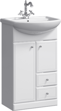 Напольная тумба на цоколе с двумя ящиками и двумя дверцам с умывальником Ba.01.05/2