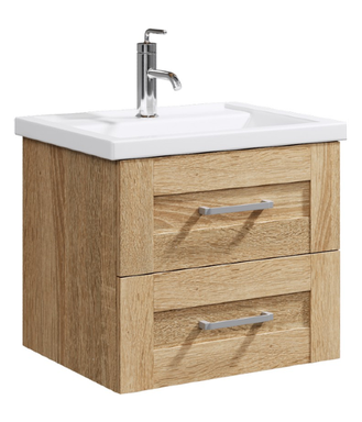 Подвесная тумба в цвете дуб сонома с двумя ящиками с умывальником FOS01062DS