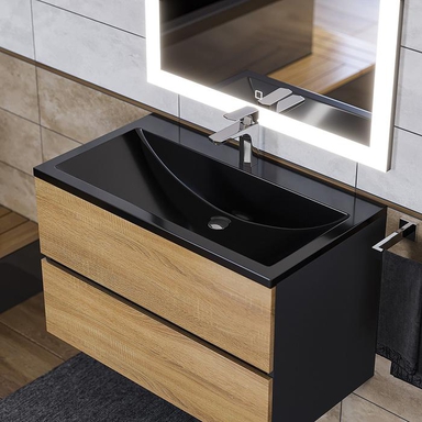 Раковина для ванной Uperwood Self 80х45х13,5 см, черная глянцевая 4538341202
