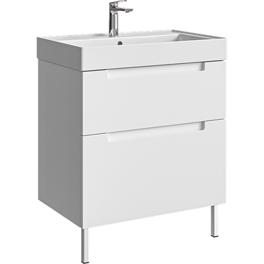 Напольная тумба с двумя ящиками 70 см, цвет белый с умывальником VAN01072N