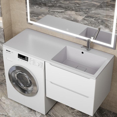 Раковина над стиральной машиной Uperwood Cosmos Quartz 120 см, правая, крыло слева, жасмин RCosmos120RJ