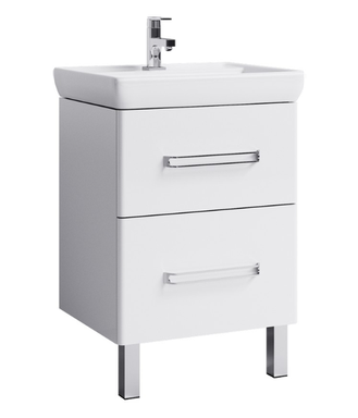 Напольная тумба в белом глянцевом цвете с двумя ящиками с умывальником Neo.01.06