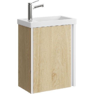 Подвесная тумба 45 см с одной универсальной дверью в цвете дуб давос, с умывальником URB0145DD