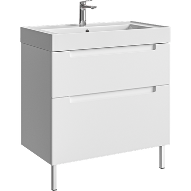 Напольная тумба с двумя ящиками 81 см, цвет белый с умывальником VAN01082N