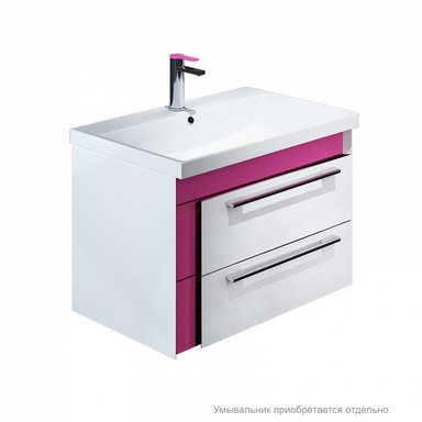 Тумба для ванной комнаты, подвесная, белая/розовая, 60 см, Color Plus, IDDIS, COL60P0i95 COL60P0i95