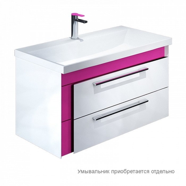 Тумба для ванной комнаты, подвесная, белая/розовая, 90 см, Color Plus, IDDIS, COL90P0i95 COL90P0i95