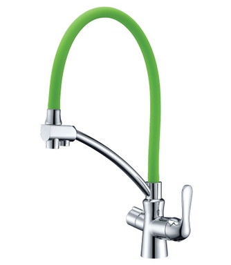 COMFORT Смеситель для кухни, с гибким изливом, подключение к фильтру питьевой воды, хром/зеленый LM3070C-Green