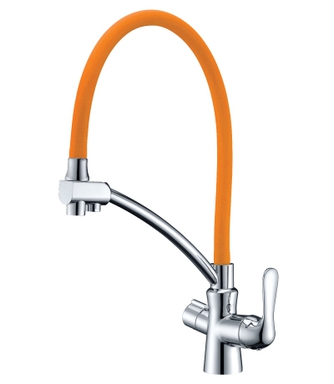 COMFORT Смеситель для кухни, с гибким изливом, подключение к фильтру питьевой воды, хром/оранжевый LM3070C-Orange